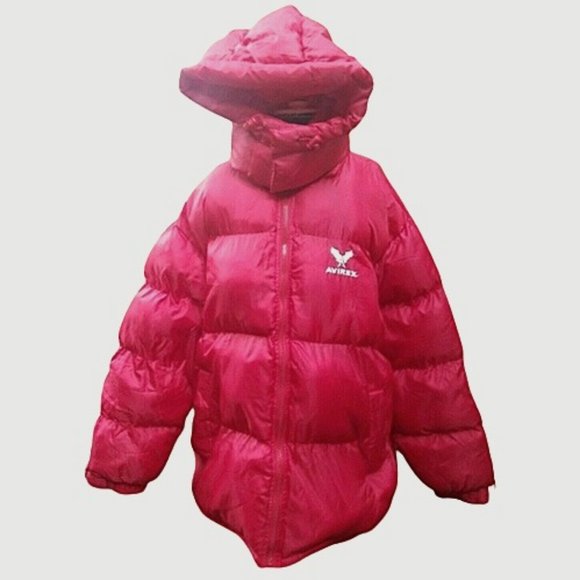Avirex VTG Hooded Down Puffer Coat Red Men's sz XL - Picture 1 of 7